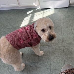 Elegant Floral Dog Sweater in Pink